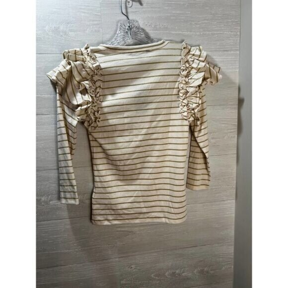 Metallic Striped Ruffle-Trim Knit Top LAUREN Ralph‎ Lauren XSP - Picture 6 of 11